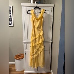 Elegant Yellow Ruffled Dress